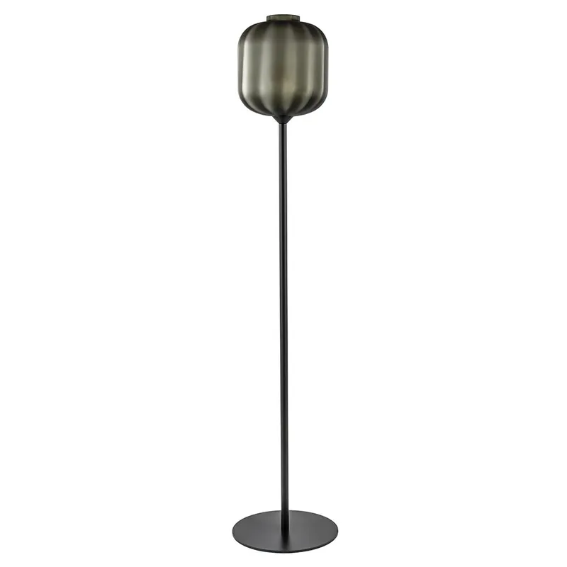Voordeelprijs Design vloerlamp zwart met mat zwarte glazen kap