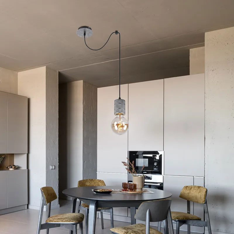 Hanglamp, metaal, aluminium, zilver, in hoogte verstelbaar, D 12 cm Weekendaanbieding