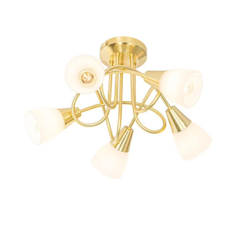 Koop Online Qazqa plafondlamp inez goudkleurig e14