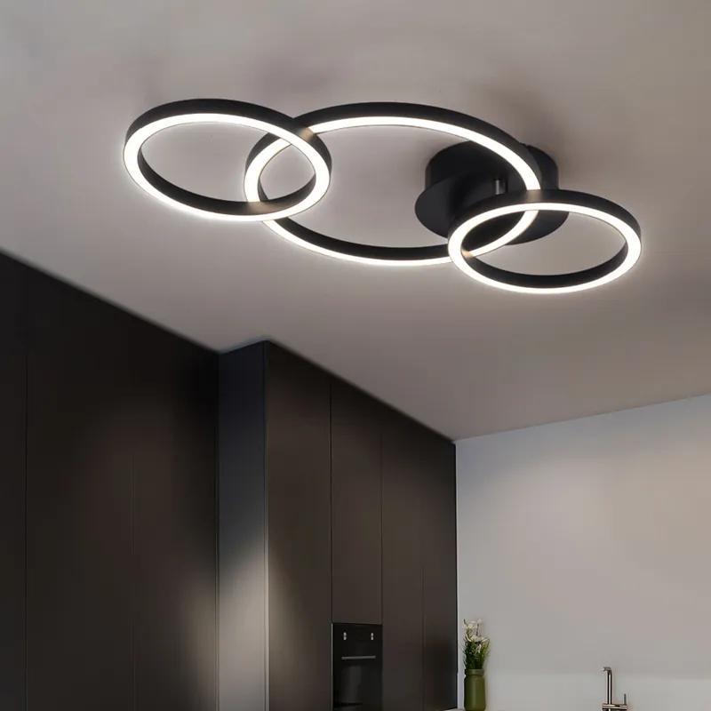 LED plafondlamp, ring design, zwart, L 55 cm Laatste Versie