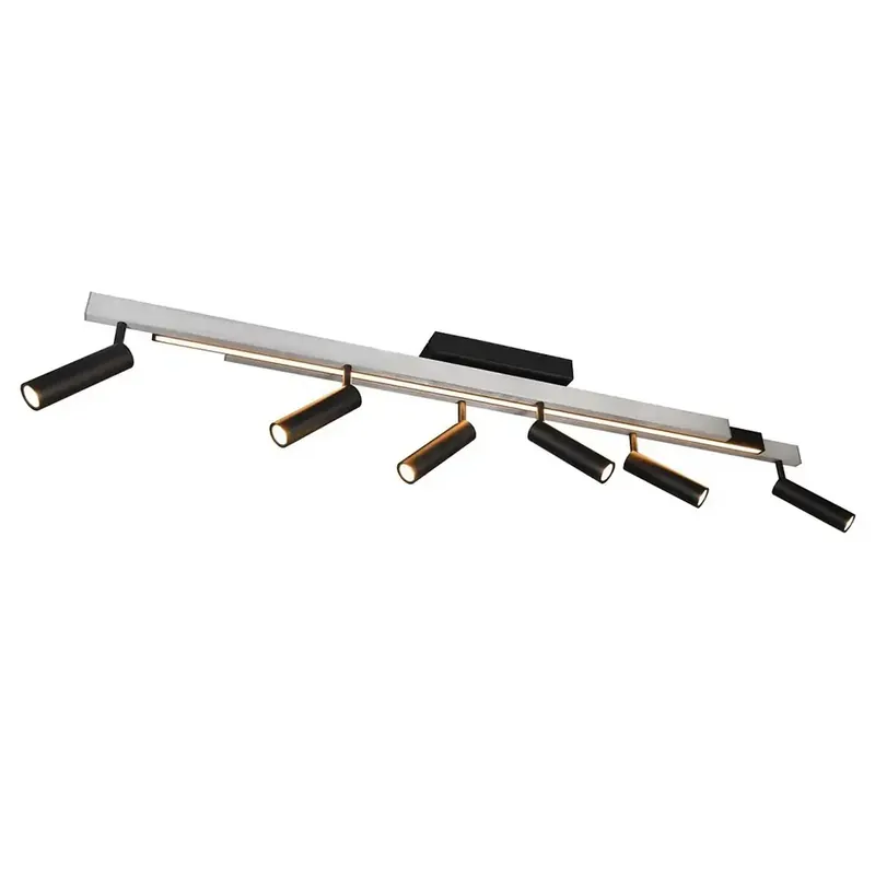 Gereduceerde Prijs Trio Leuchten Plafondlamp Zeno 6 lichts L 112 - 180 cm aluminium