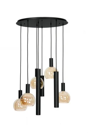 Aanbieding Hanglamp Riva 8L rond in de kleur zwart