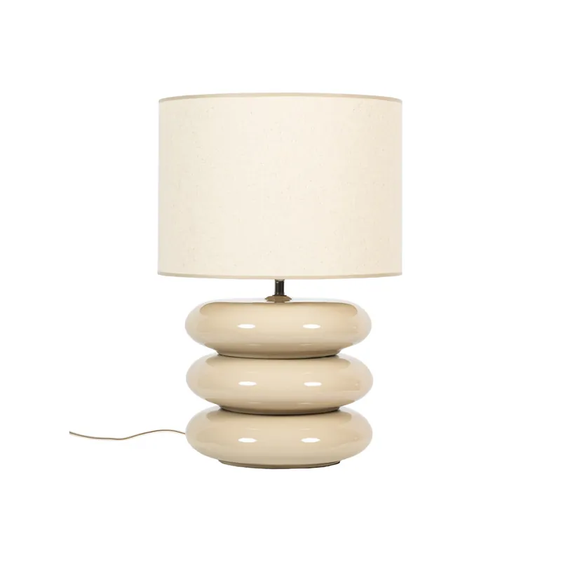Op = Op Keramische tafellamp in beige/taupe met stoffen kap