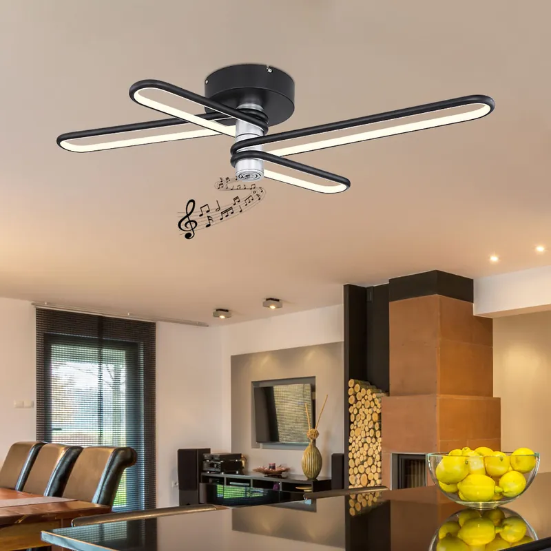 Express Levering LED plafondlamp, metaal, zwart, luidspreker, L 91,5 cm