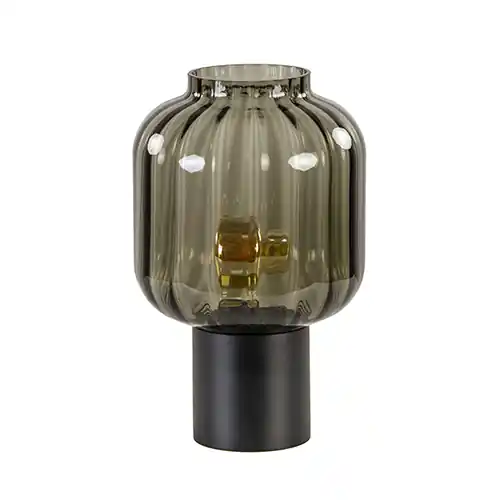 Kleine glazen tafellamp grijs/zwart Seizoensaanbieding