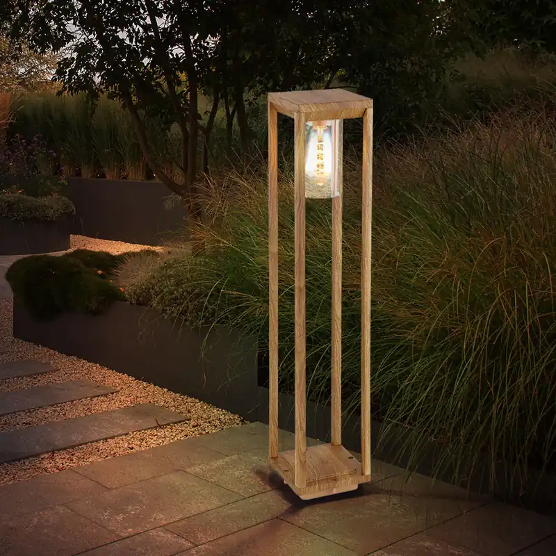 Buitenlamp, staande lamp, ALU, houtlook, H 80 cm Alleen Vandaag