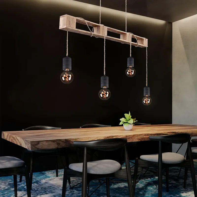 Hanglamp, bruin, kabel om rond te wikkelen, mat zwart Rechtstreeks Van De Fabrikant