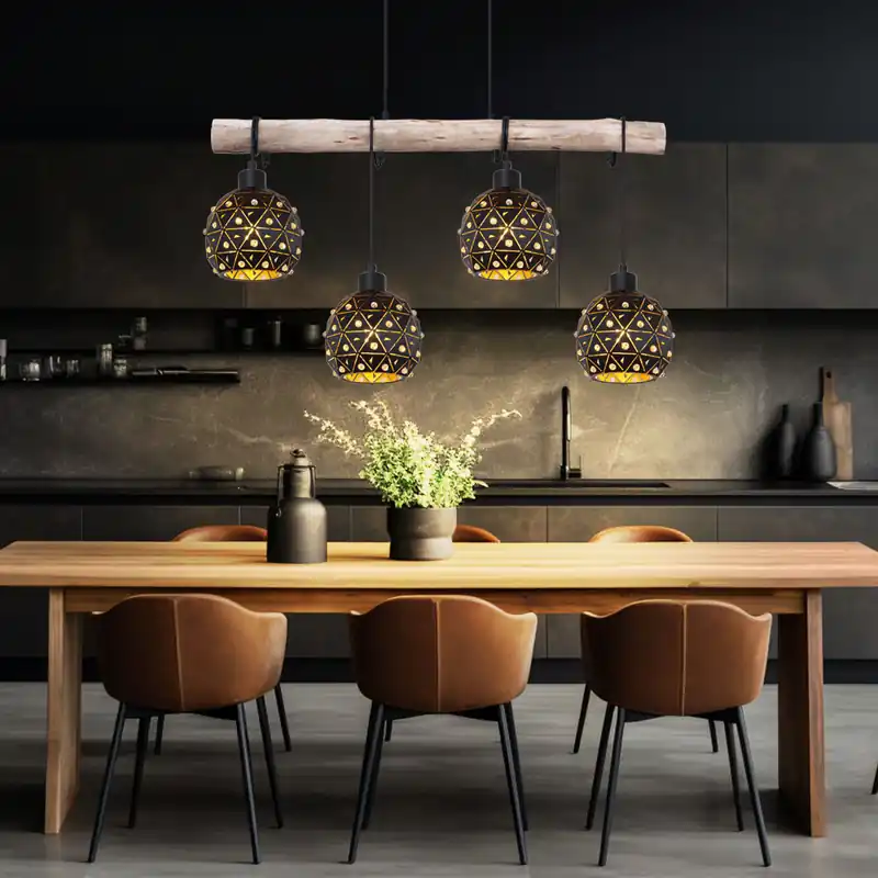 Hanglamp, natuurlijke straal, kristallen, zwart, L 85 cm Uitverkoop