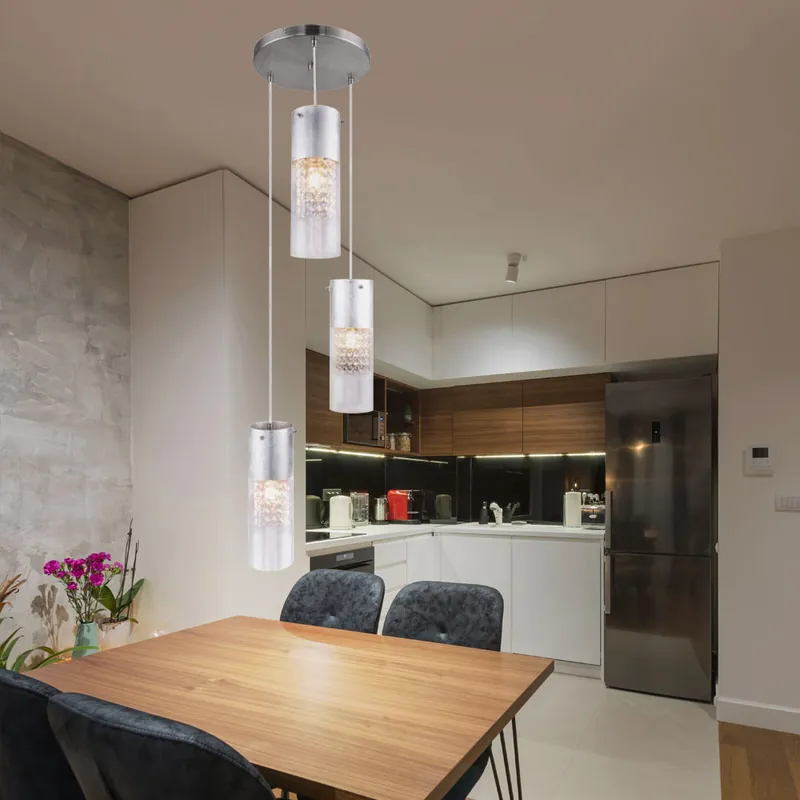 Nu Kopen Hanglamp, kristallen, 3-vlam, bladzilver, glas, H 30 cm