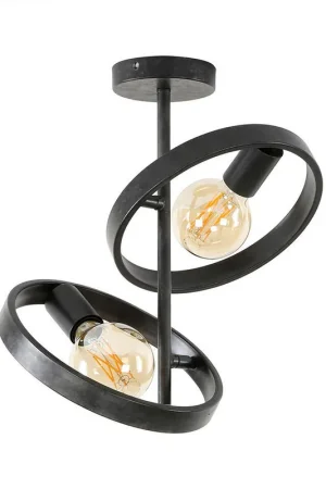 Aanbieding Industriële plafondlamp Otan 2-lichts metaal zwart 26x42x37 cm Metaal