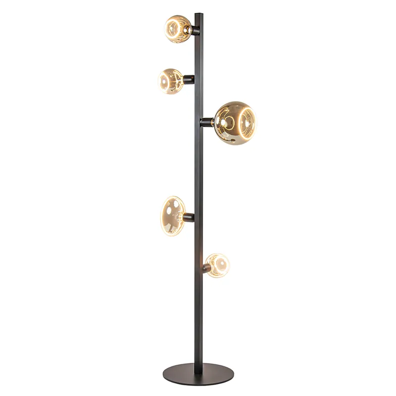Koopje Mat zwart metalen vloerlamp met E27 fittingen