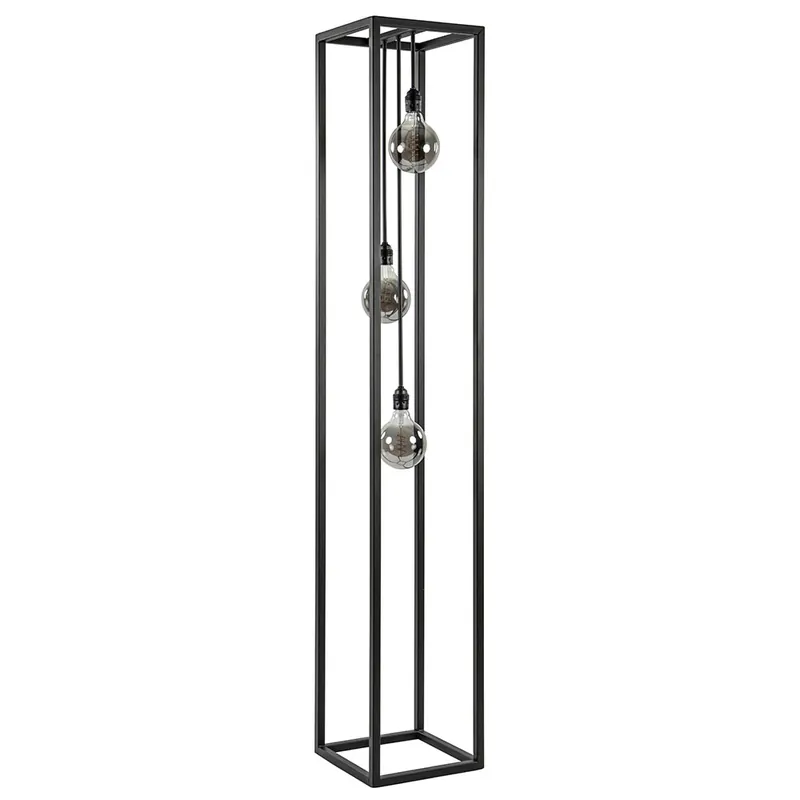 Metalen design vloerlamp zwart frame rechthoek Korting