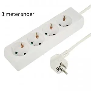 Koop Vandaag Tafelcontactdoos 4 voudig | 3 meter snoer | met kinderbeveiliging | kleur wit