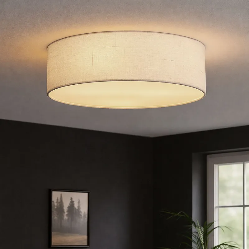 Plafondlamp, 3 vlammen, rond, textiel, wit, D 40cm Dagaanbieding
