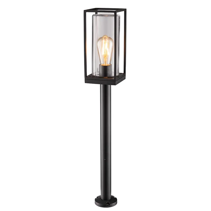 Laatste Versie Moderne buitenlamp lantaarn op paal zwart met helder glas