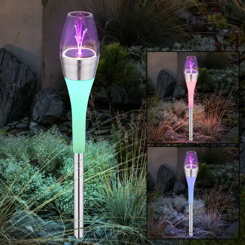 Flitsaanbieding LED-zonnelicht, schakelaar, kleurwisselaar, roestvrij staal, H 55 cm