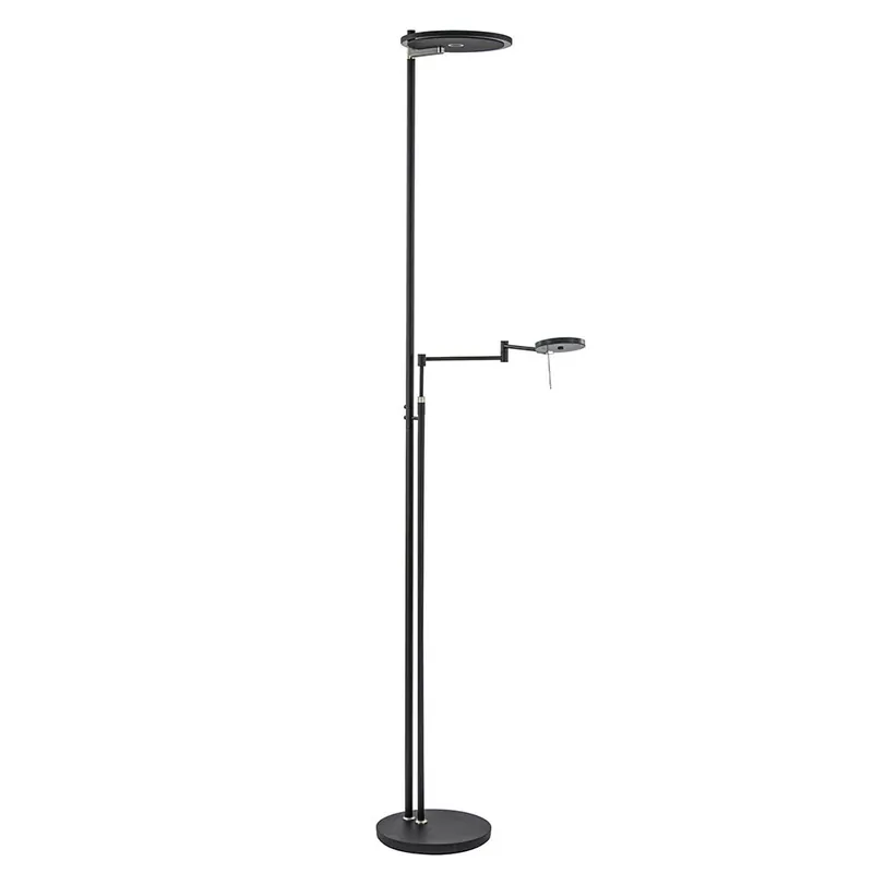 Lage Prijs Moderne uplighter/leeslamp zwart met smoke glas