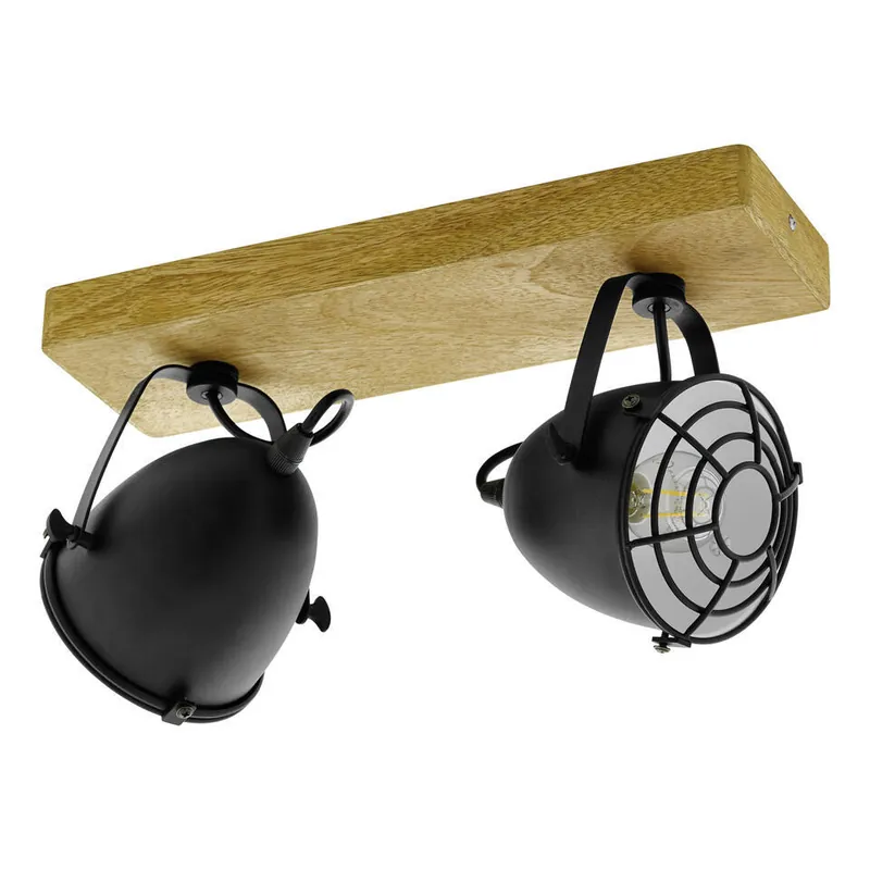EGLOGatebeck-wand/plafondlamp-2-lichts-E14-hout/zwart Alleen Vandaag