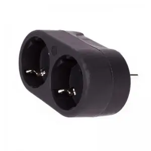 Koopje Stopcontact splitter verloopstekker 2-voudig zwart randaarde | Horizontaal