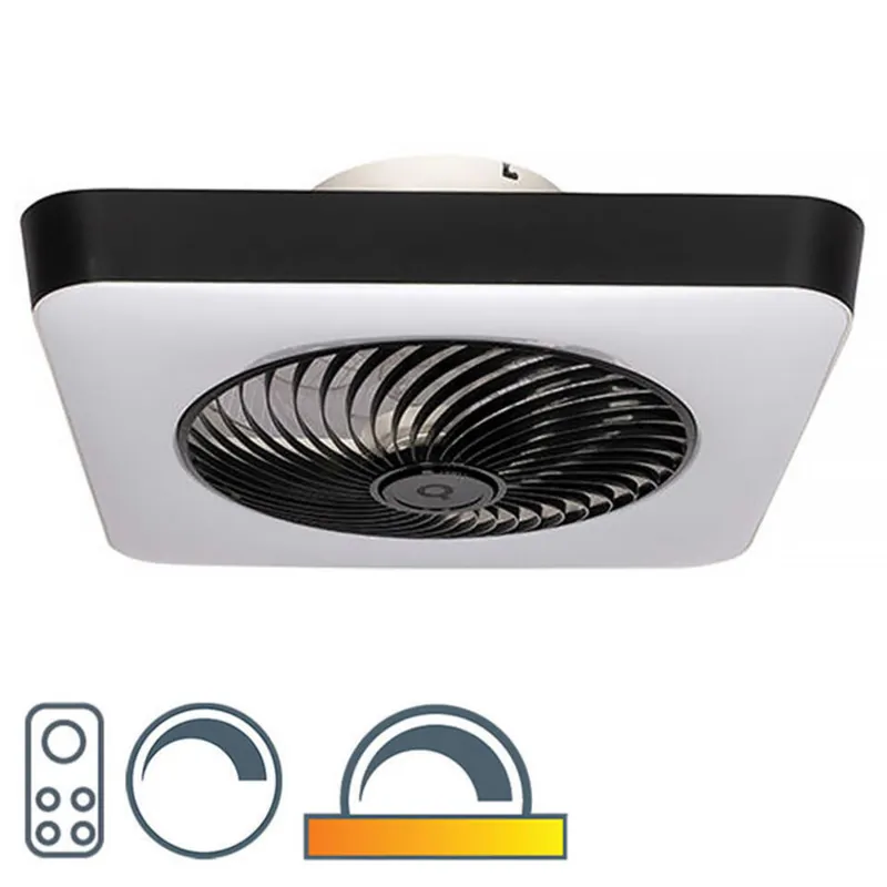 Shop Nu Qazqa Plafondventilator Climo - vierkant - B 55 cm - wit - zwart