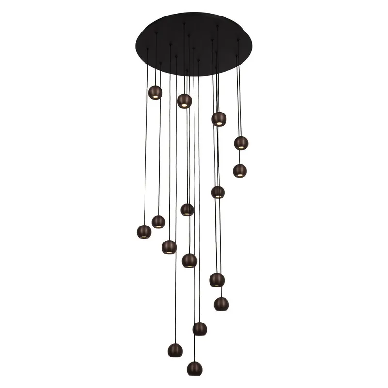 Lucide MONTANA - Hanglamp - LED Dimb. - CCT - 16x5,7W 2700K/4000K - Geschikt voor vide en hoge plafonds - Koffie | Premium Meest Verkocht