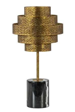 Aanbieding Robuuste tafelamp brons met zwart marmeren voet
