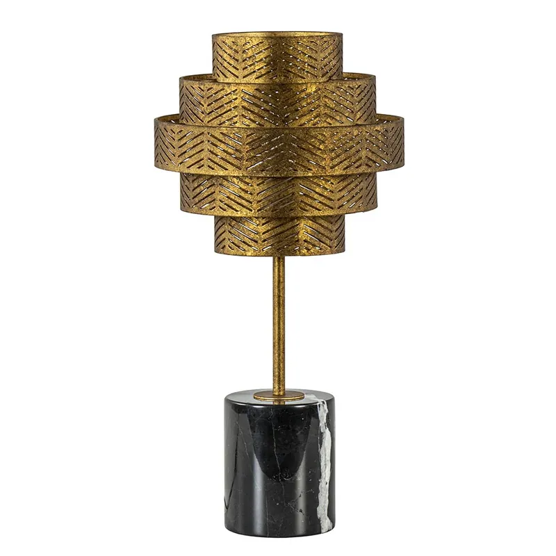 Aanbieding Robuuste tafelamp brons met zwart marmeren voet