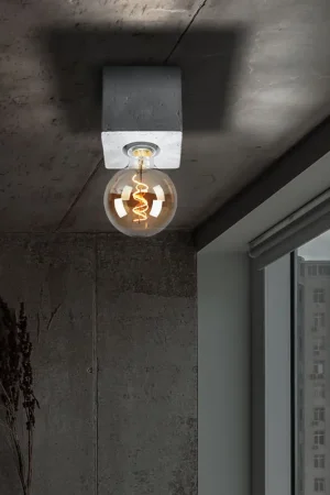 Alleen Vandaag Plafondlamp, betongrijs, kubusvormig ontwerp, H 10 cm