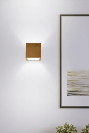 Beperkte Voorraad Up & Down wandlamp, natuurlijk hout, H 10 cm