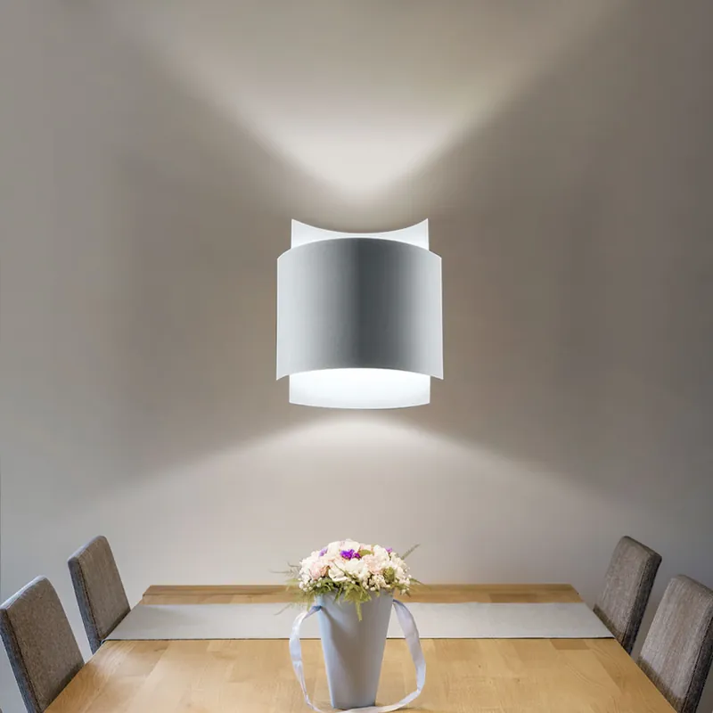 Wandlamp, staal, wit, up & down verlichting, H 23 cm Veilige Betaling