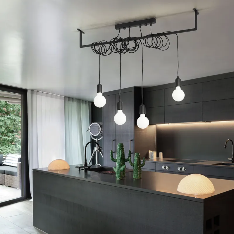 Hanglamp, staal, zwart, in hoogte verstelbaar, L 100 cm Aanbieding