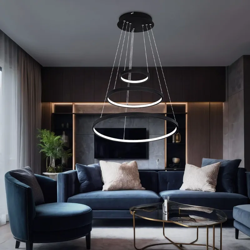 Alleen Vandaag LED hanglamp, dimbaar, ring design zwart, 51 cm