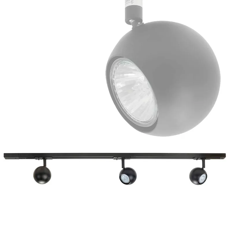 Nu Kopen Highlight Railsysteem Trackline 100 cm + 3 retrobol spots zwart