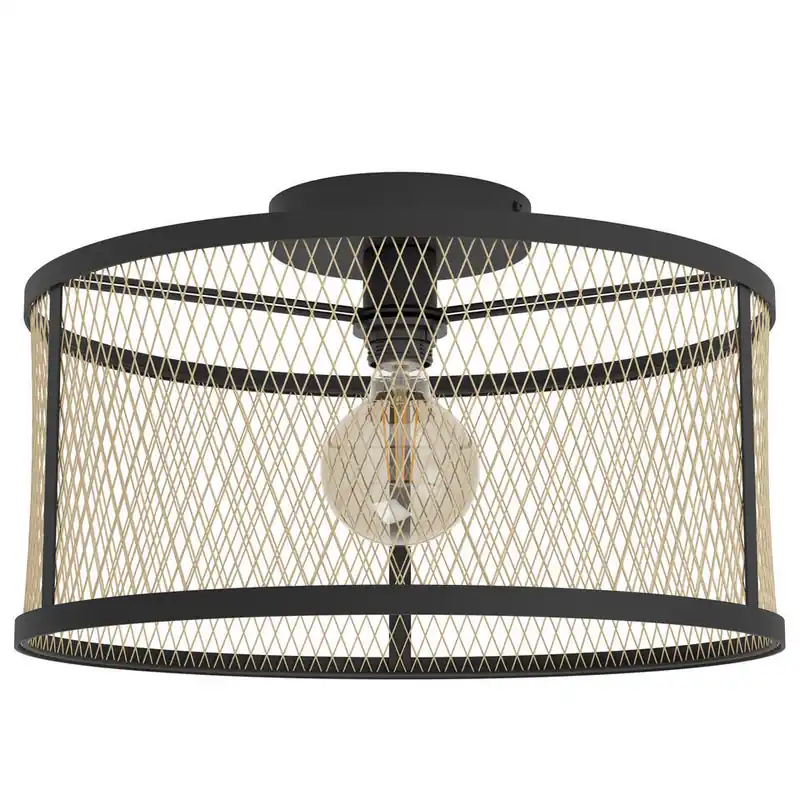 Op = Op EGLO Dellow plafonnière - E27 - Ø 45 cm - Zwart/Geelkoper