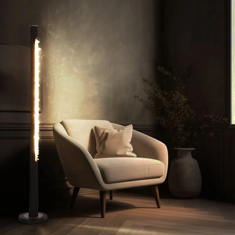LED vloerlamp, dimmer, zwart, kristallen, H 151 cm Koop Online