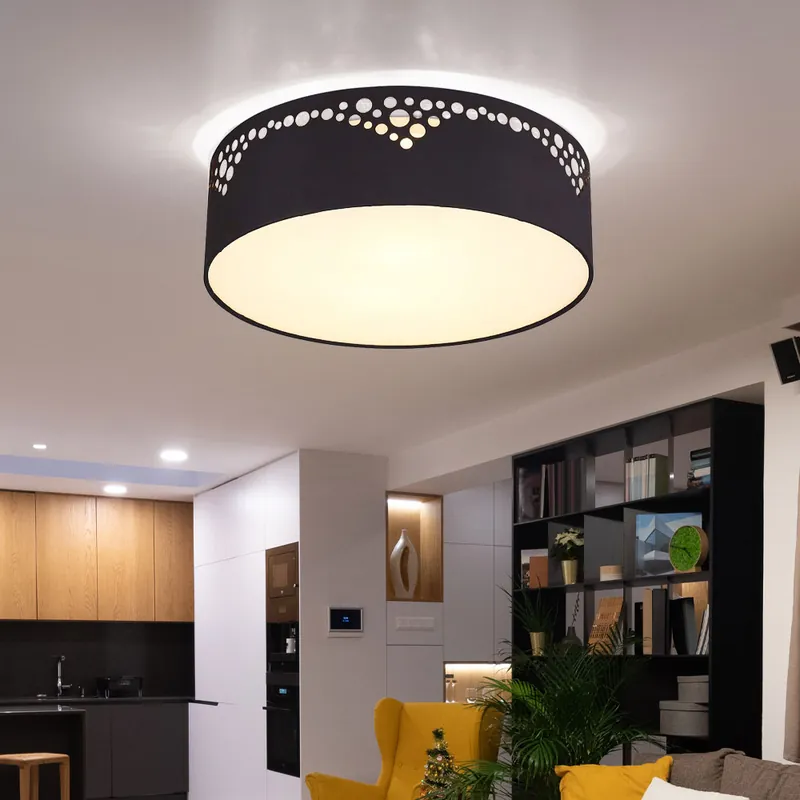 Koop Online Plafondlamp, textiel, decoratieve ponsen, 2 vlammen, D 35 cm