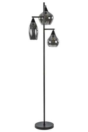 Zwart metalen vloerlamp met titanium glazen kappen Beste Prijs