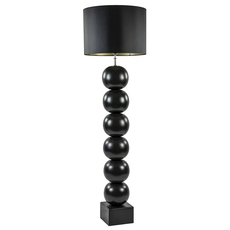 Zwarte vloerlamp bollen met zwarte ronde kap Koop Online