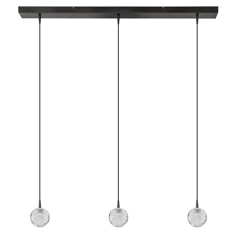 3-Lichts hanglamp zwart met helder glazen bollen Bestel Nu