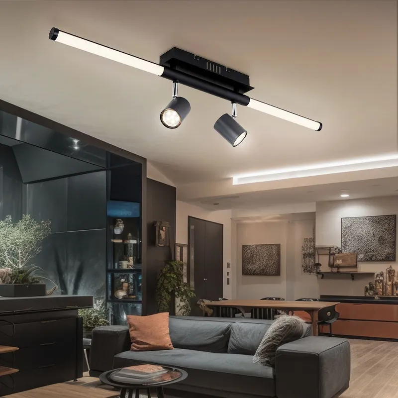 Weekendaanbieding LED plafondlamp, zwart, beweegbare spots, L 80,4 cm