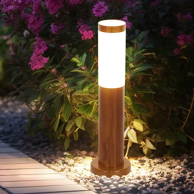 Hete Deal Staande lamp, roestvrij staal, houteffect, opaal, H 45 cm