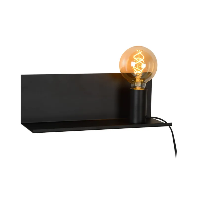 Lucide SEBO - Bedlamp / Wandlamp - 1xE27 - Zwart Beperkte Voorraad