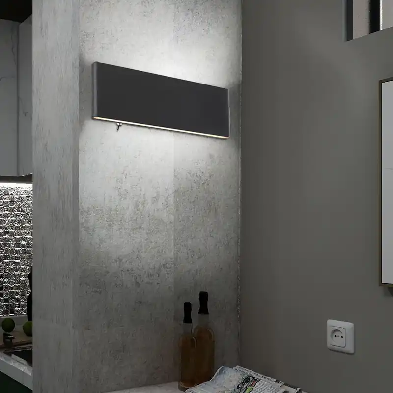 Wandlamp, LED, schakelaar, aluminium, zwart, B 22,5 cm Goedkoop