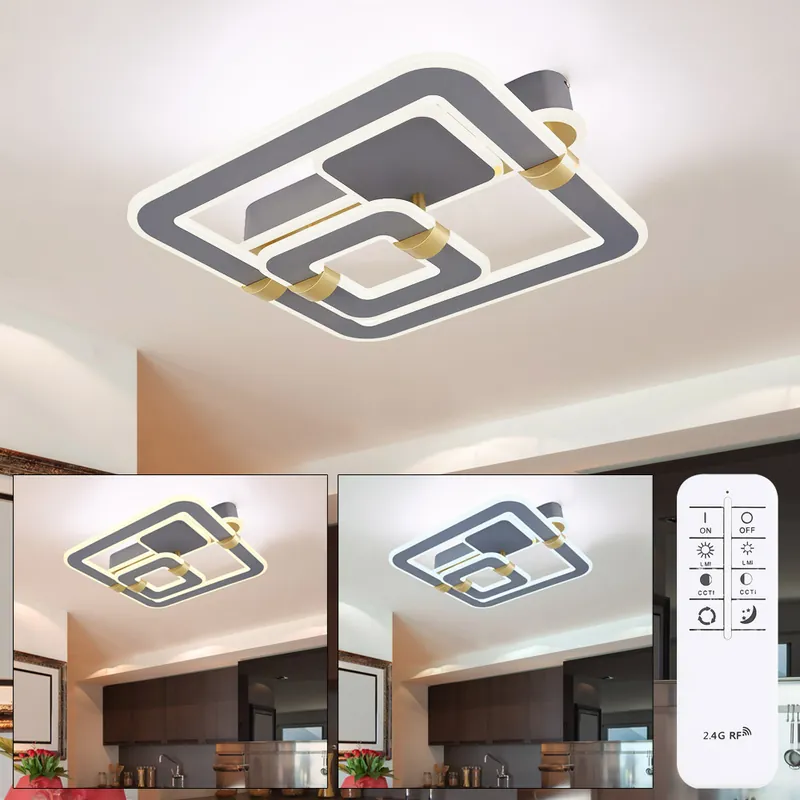 LED plafondlamp, dimbare afstandsbediening, goudkleurig, L 50cm Hete Deal
