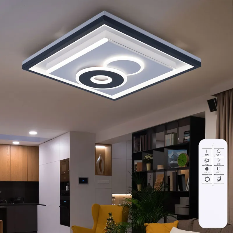 Beperkte Voorraad LED plafondlamp, dimbaar, afstandsbediening, zwart, wit