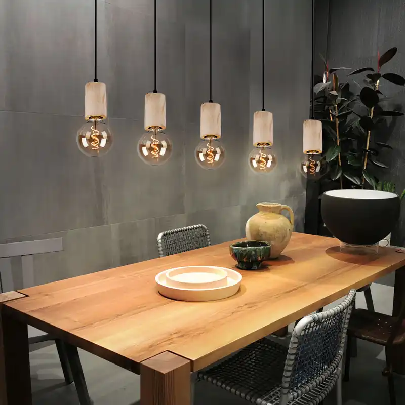 Nu Kopen Hanglamp, hout, 5 hangers, zwart, natuurlijk bruin, H 120 cm