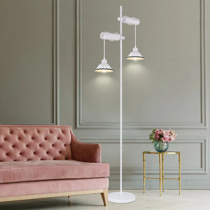 Flitsaanbieding Staande lamp, hout, keramiek, wit, 2 vlammen, H 168 cm
