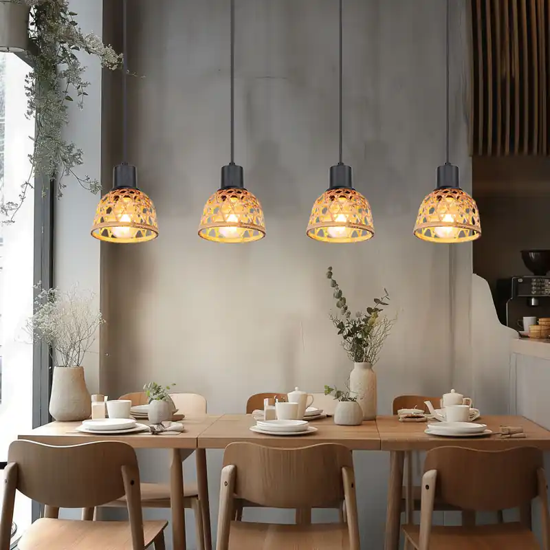 Laatste Versie Hanglamp, vlechtwerk van bamboe, natuurlijk bruin, zwart