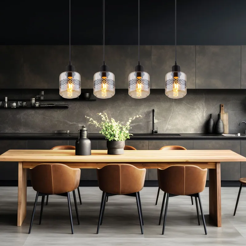 Hanglamp, amberkleurig glas, levensbloem sierlint, H 120 cm Op = Op