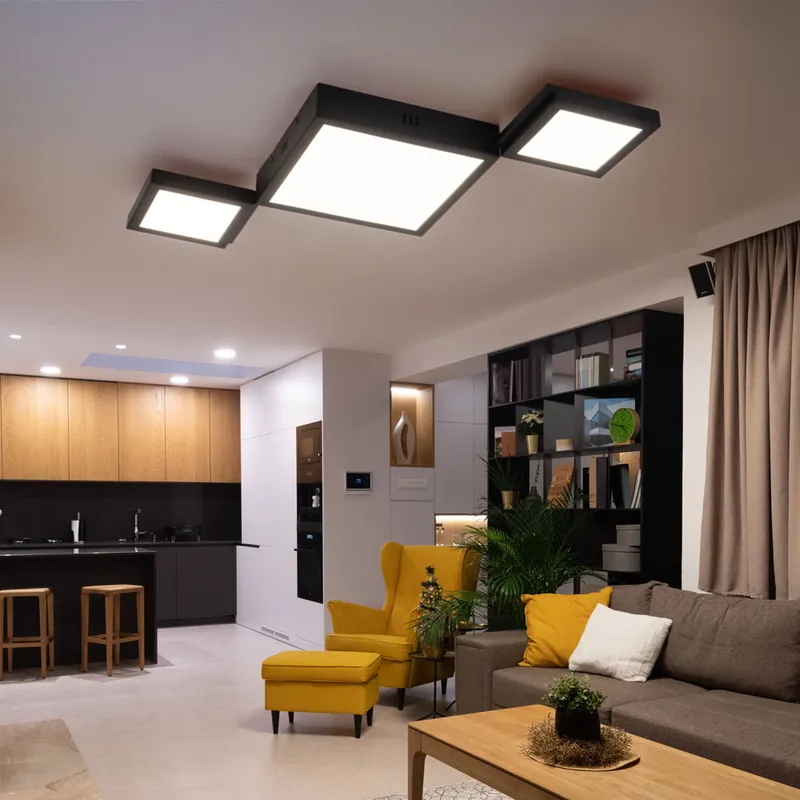LED plafondlamp, zwart, opaal, L 71 cm Shop Nu